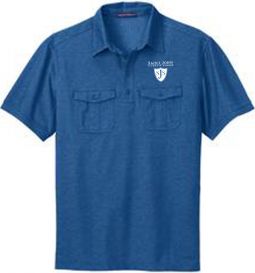 Oxford Pique Double Pocket Polo, Marina Blue/ True Navy